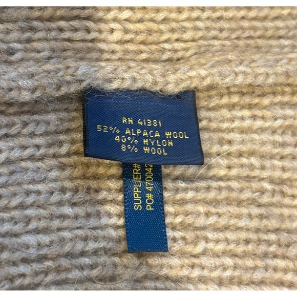 POLO RALPH LAUREN Alpaca Wool Ribbed Knit Wide Neck Oversized Boxy Sweater SizeM - Picture 4 of 7